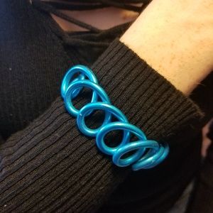 Handmade thick blue wire bracelet
